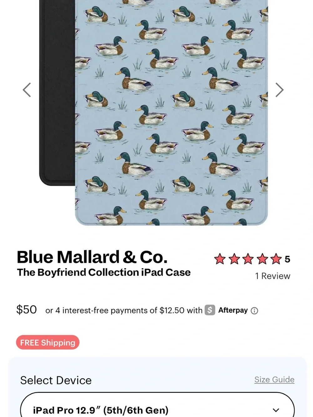 The Boyfriend Collection iPad Case - Light Blue Mallard Print